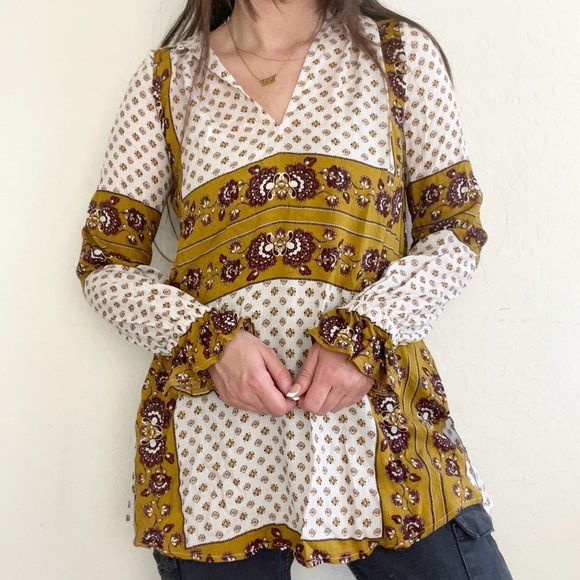 Free People Changing Times Mixed Print Tunic Top - Picture 1 of 11